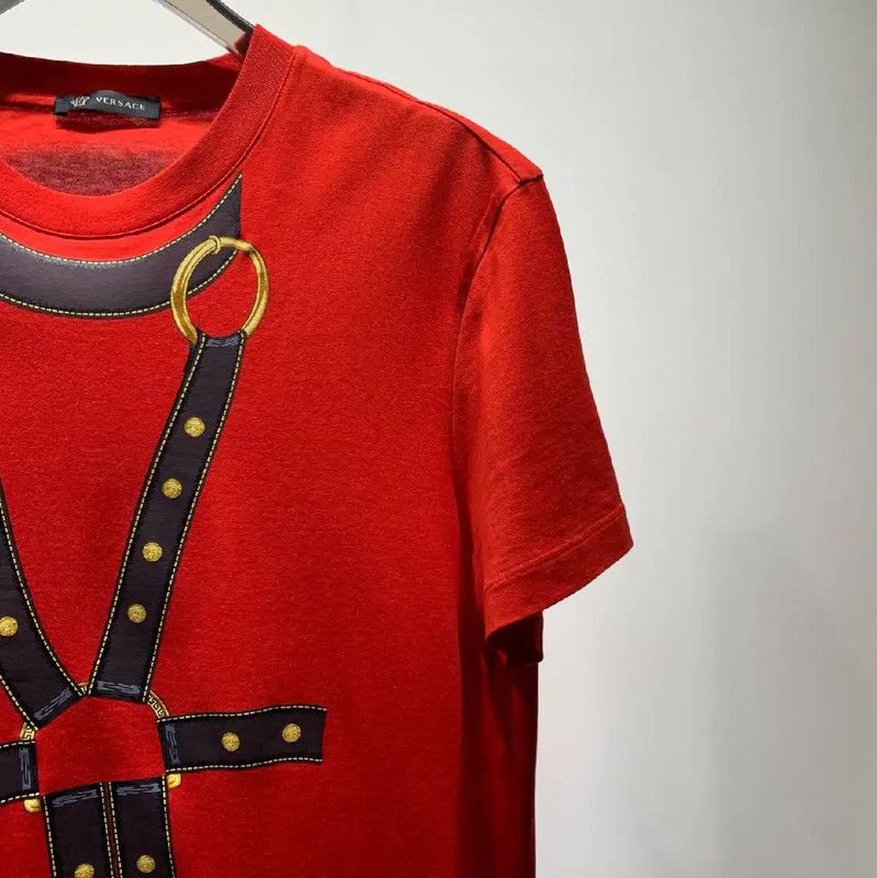 Versace Versace Red Cotton Men's T-Shirt 0089 Size US M / EU 48-50 / 2 - 6 Thumbnail