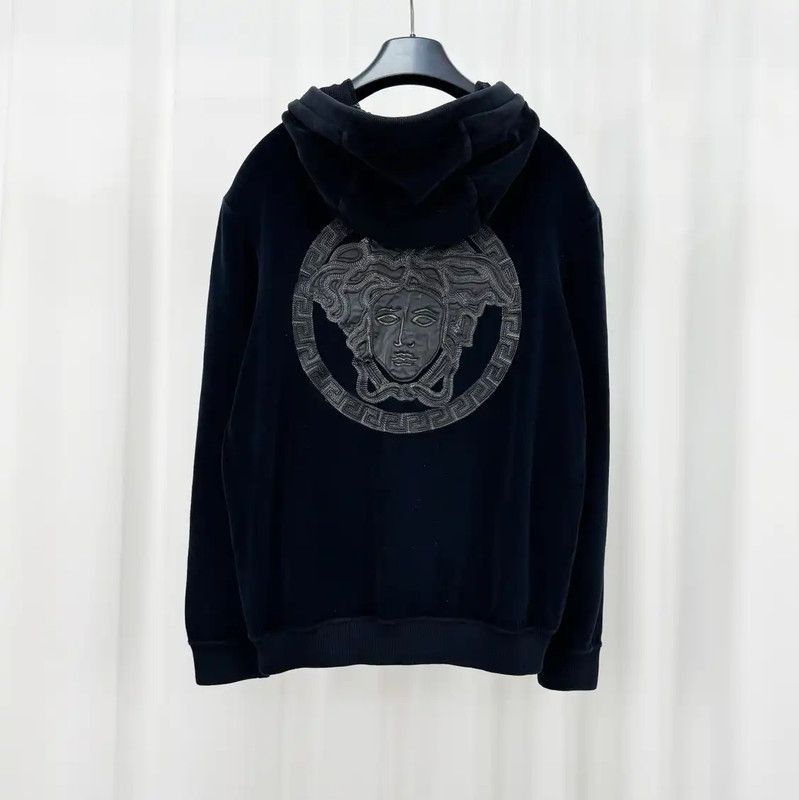 Versace Versace Black Cotton Blend Logo Zip-Up Jacket 0089 Size US XS / EU 42 / 0 - 2 Thumbnail