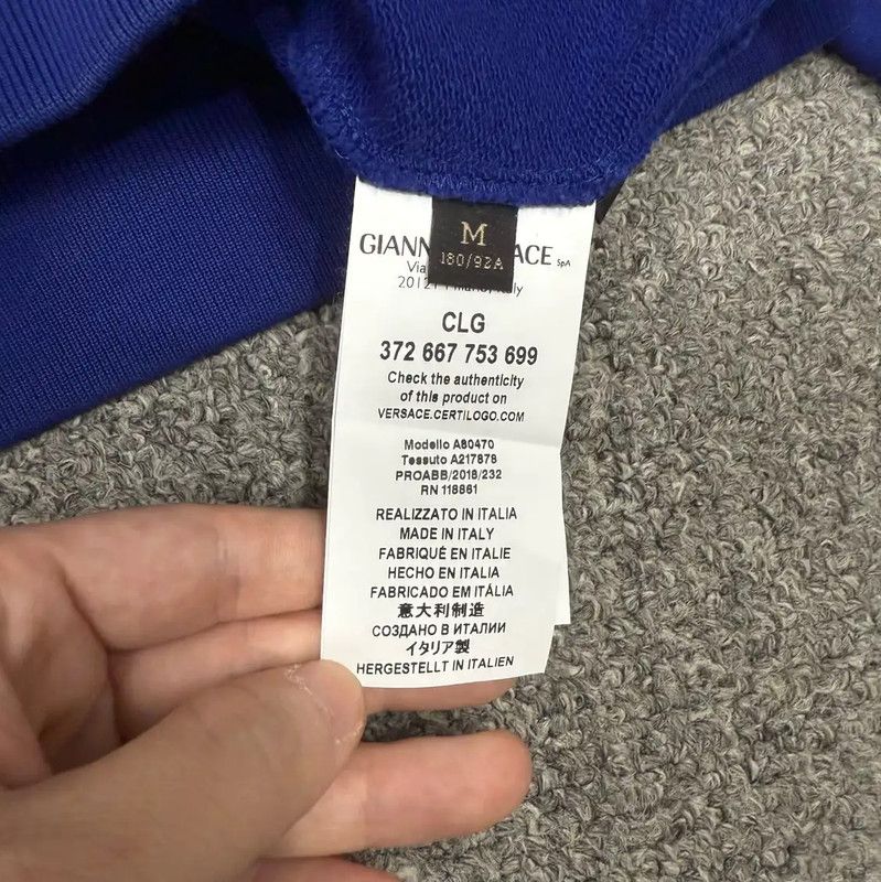 Versace Versace Men's Blue Cotton Sweatshirt 0089 Size US M / EU 48-50 / 2 - 4 Thumbnail