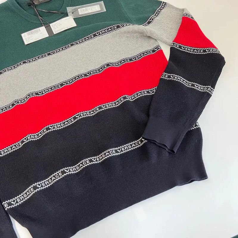 Versace Versace Multicolor Cotton Blend Long Sleeve Sweater 0089 Size US XXL / EU 58 / 5 - 3 Thumbnail