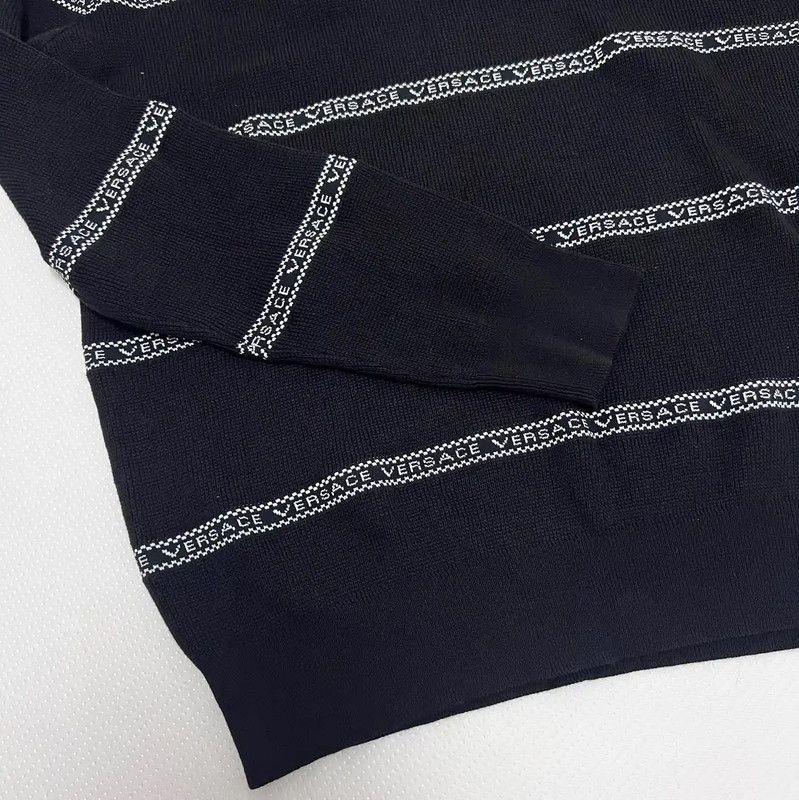Versace Versace Black Striped Long Sleeve Sweater 0089 Size US XXL / EU 58 / 5 - 3 Thumbnail