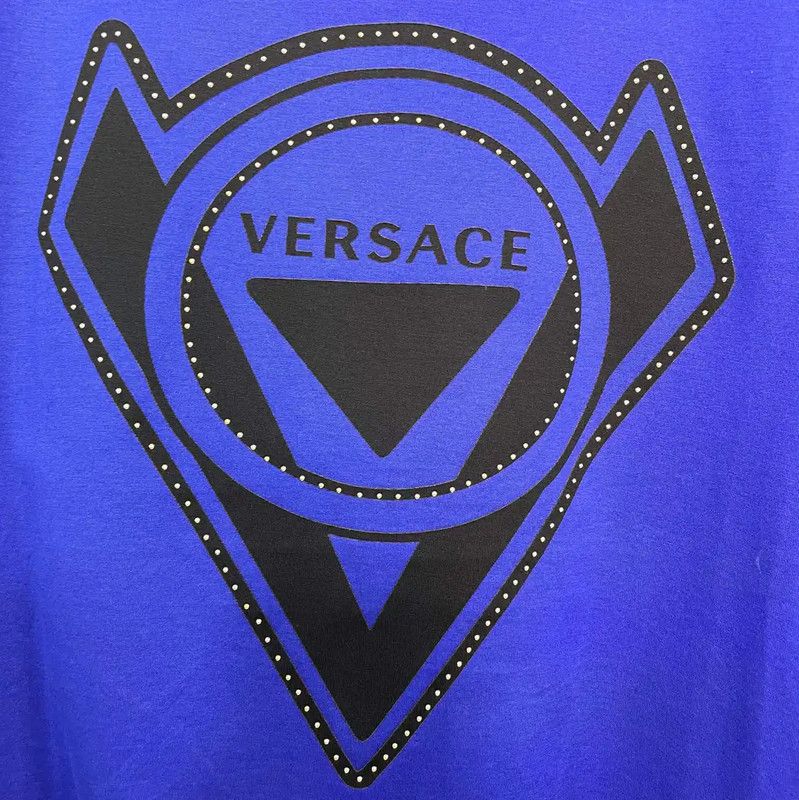 Versace Versace L-size Blue Cotton Short Sleeve T-shirt 0089 Size US L / EU 52-54 / 3 - 3 Thumbnail