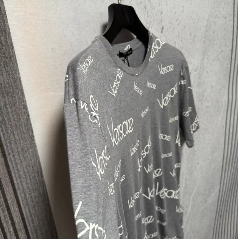 Versace Versace Gray Cotton Logo T-Shirt for Men 0089 Size US L / EU 52-54 / 3 - 3 Thumbnail