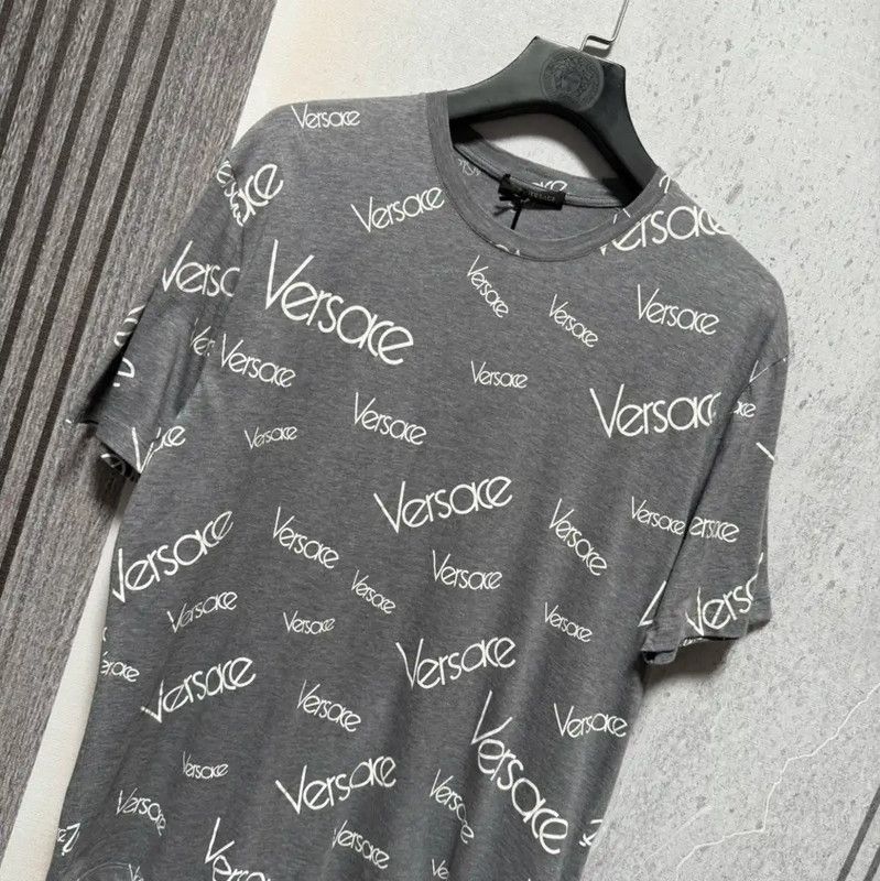 Versace Versace Gray Cotton Logo T-Shirt for Men 0089 Size US L / EU 52-54 / 3 - 7 Thumbnail