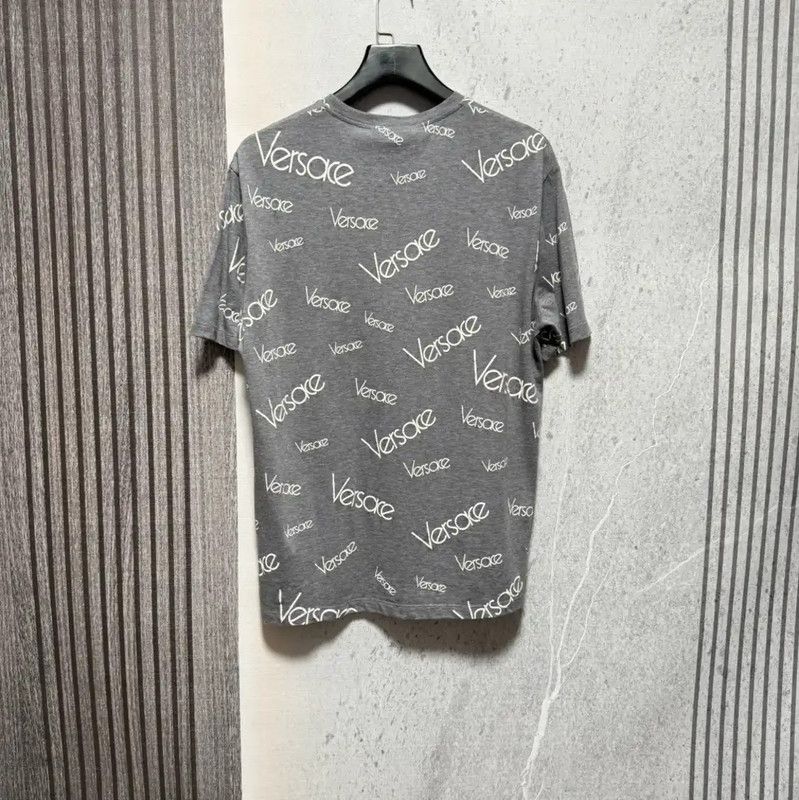 Versace Versace Gray Cotton Logo T-Shirt for Men 0089 Size US L / EU 52-54 / 3 - 2 Thumbnail