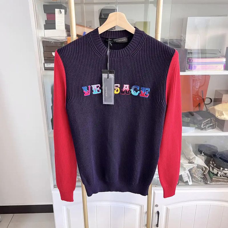 Versace Versace Men's Blue Wool Blend Long Sleeve Sweater 0089 Size US S / EU 44-46 / 1 - 2 Thumbnail