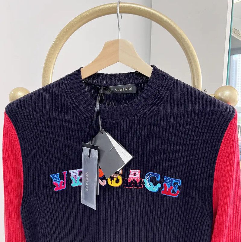 Versace Versace Men's Blue Wool Blend Long Sleeve Sweater 0089 Size US S / EU 44-46 / 1 - 3 Thumbnail