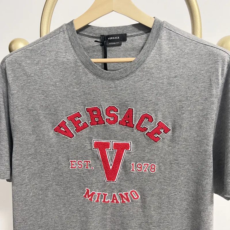 Versace Versace Grey Cotton Short Sleeve T-Shirt 0089 Size US M / EU 48-50 / 2 - 3 Thumbnail