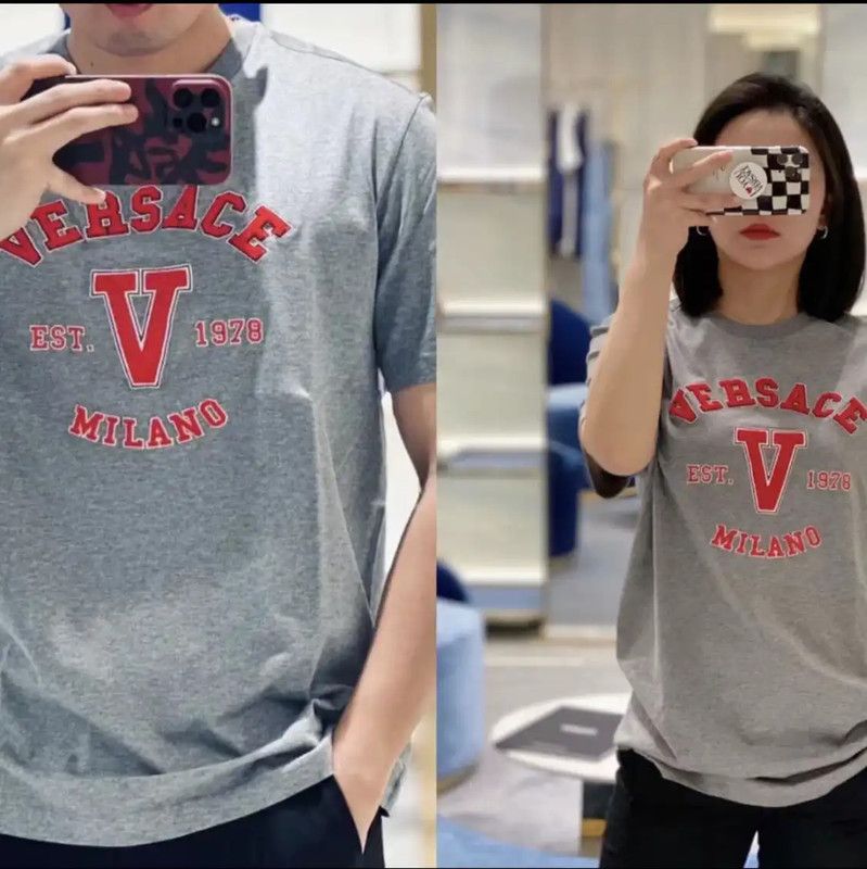 Versace Versace Grey Cotton Short Sleeve T-Shirt 0089 Size US M / EU 48-50 / 2 - 8 Thumbnail