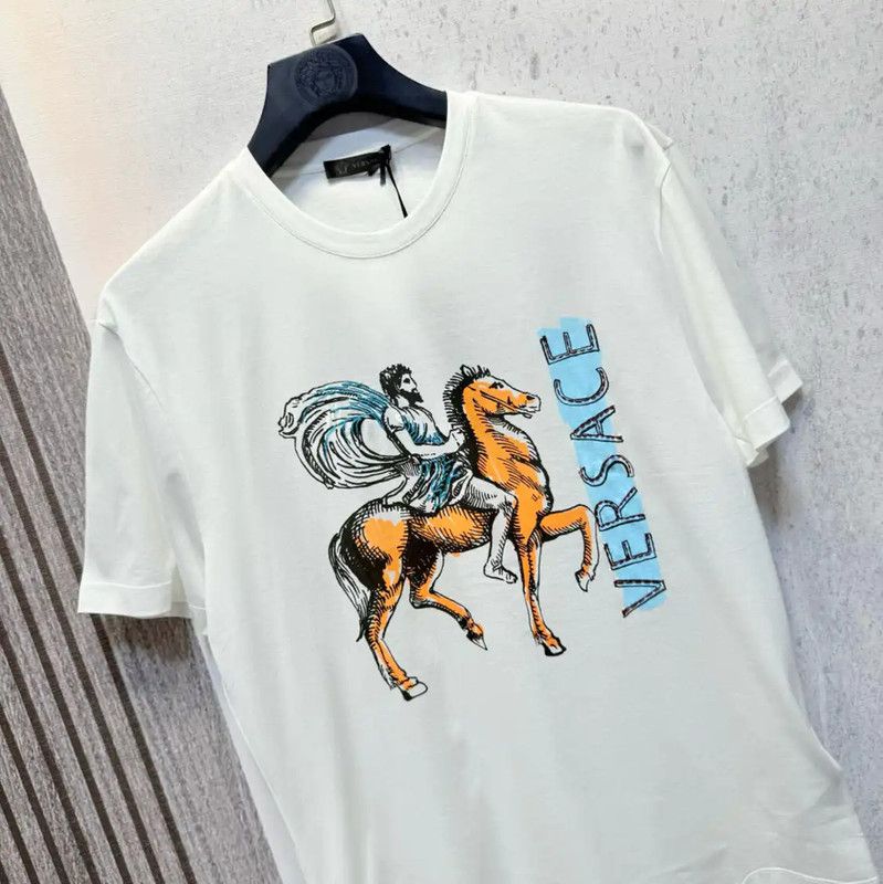 Versace Versace Men's Summer White Cotton Graphic T-Shirt 0089 Size US XL / EU 56 / 4 - 8 Thumbnail