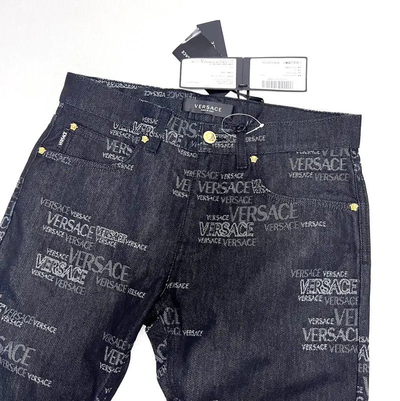 Versace Versace Black Cotton Blend Printed Casual Pants 0089 Size US 26 / EU 42 - 2 Thumbnail