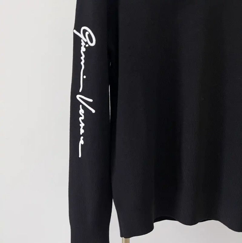 Versace Versace Men's Black Wool Long Sleeve Sweater 0089 Size US XL / EU 56 / 4 - 3 Thumbnail