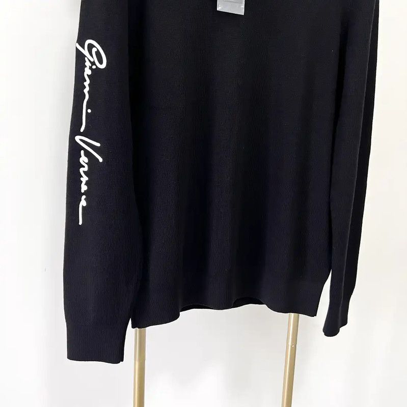 Versace Versace Men's Black Wool Long Sleeve Sweater 0089 Size US XL / EU 56 / 4 - 4 Thumbnail