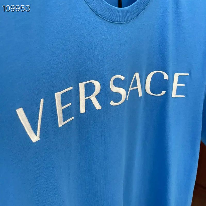 Versace Versace Blue Cotton Men's T-Shirt 0089 Size US M / EU 48-50 / 2 - 3 Thumbnail