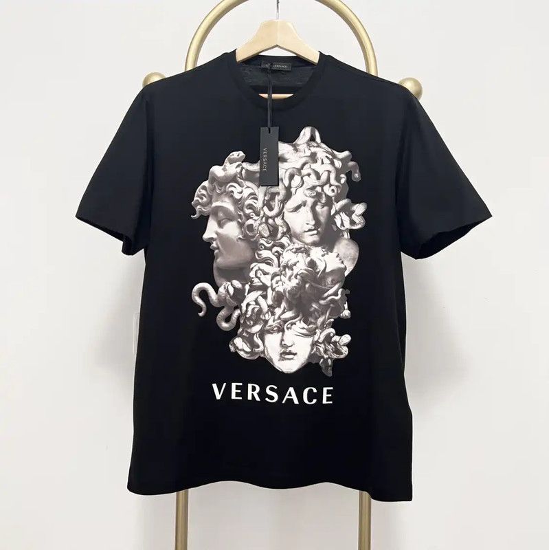 Versace Versace Summer Black Cotton Men's T-Shirt 0089 Size US S / EU 44-46 / 1 - 2 Thumbnail
