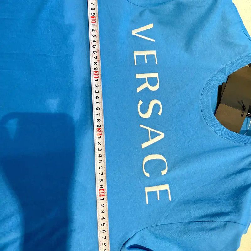 Versace Versace Summer Light Blue Cotton Embroidered Tee 0089 Size US M / EU 48-50 / 2 - 5 Thumbnail