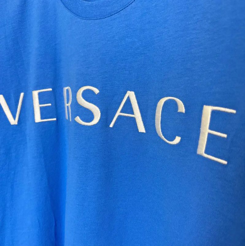 Versace Versace Summer Light Blue Cotton Embroidered Tee 0089 Size US M / EU 48-50 / 2 - 3 Thumbnail
