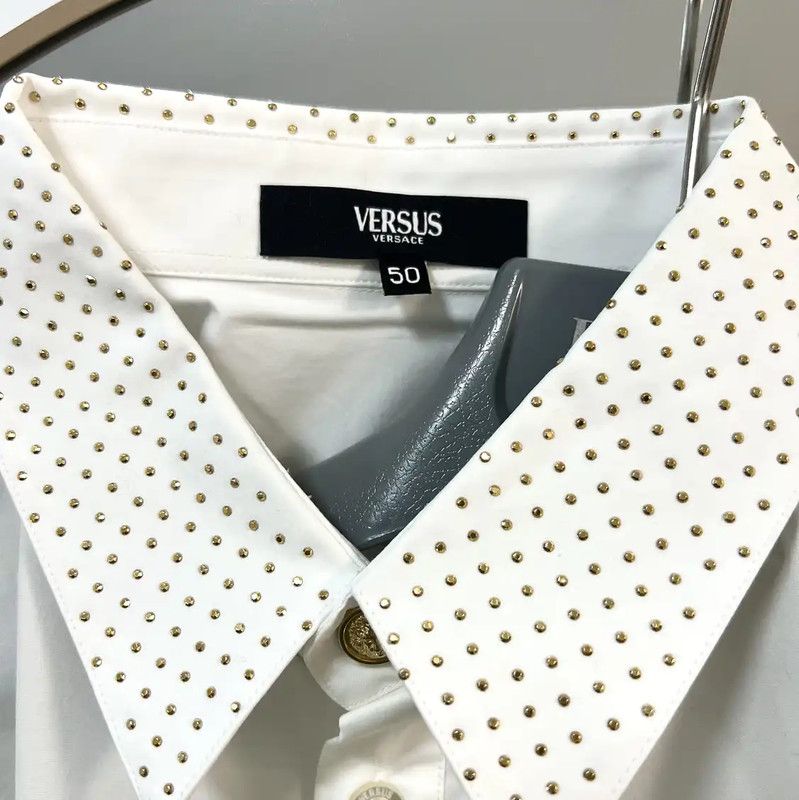 Versace Versace White Cotton Long Sleeve Shirt for Men 0089 Size US L / EU 52-54 / 3 - 4 Thumbnail