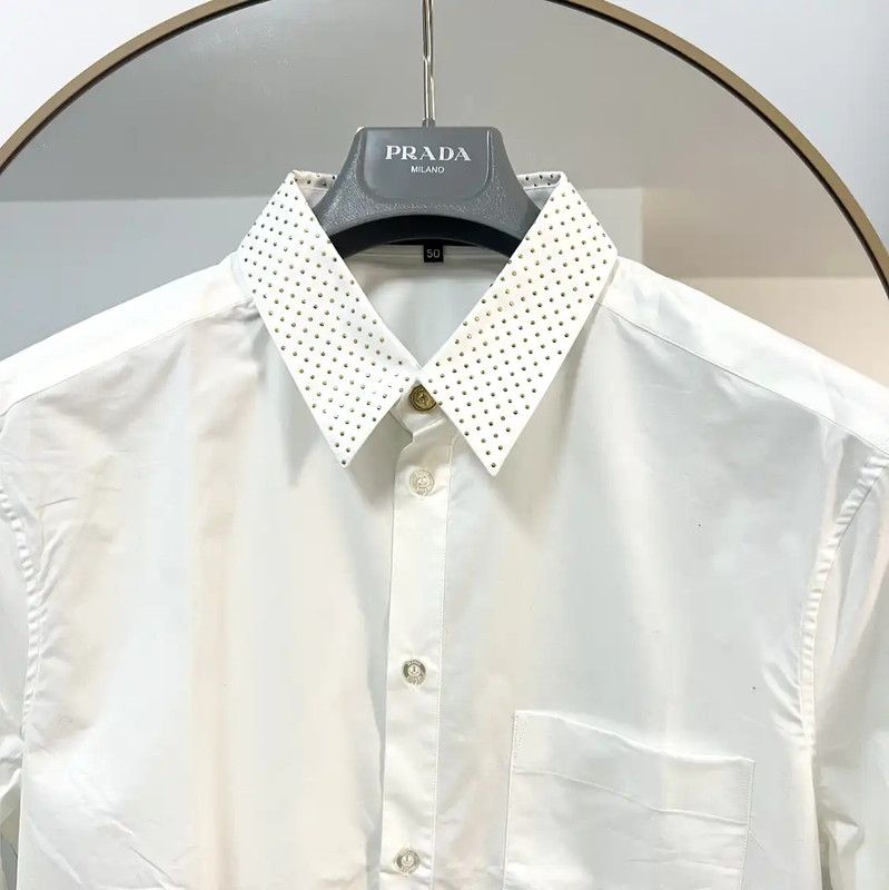 Versace Versace White Cotton Long Sleeve Shirt for Men 0089 Size US L / EU 52-54 / 3 - 5 Thumbnail