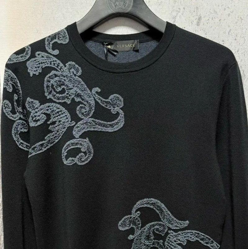 Versace Versace Black Wool Embroidered Pullover Sweater 0089 Size US S / EU 44-46 / 1 - 4 Thumbnail