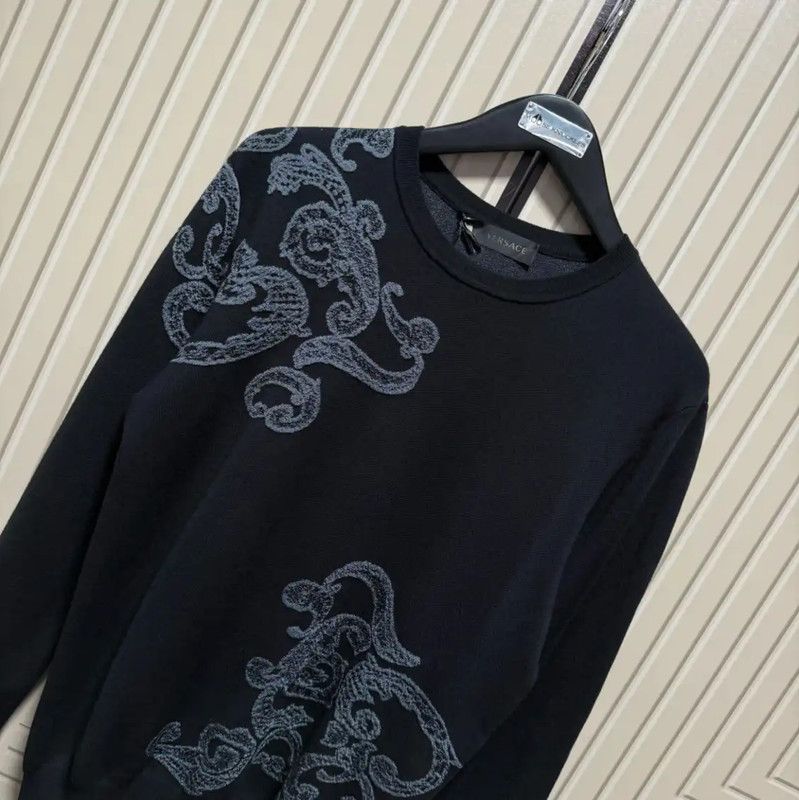 Versace Versace Black Wool Blend Pullover Sweater 0089 Size US M / EU 48-50 / 2 - 5 Thumbnail