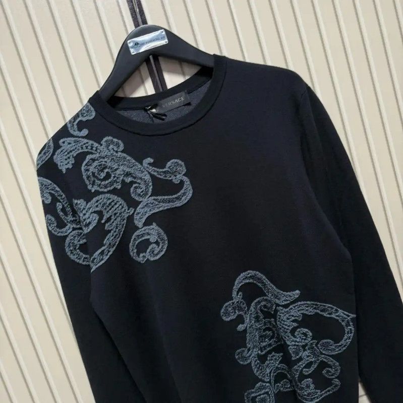 Versace Versace Black Wool Blend Pullover Sweater 0089 Size US M / EU 48-50 / 2 - 7 Thumbnail