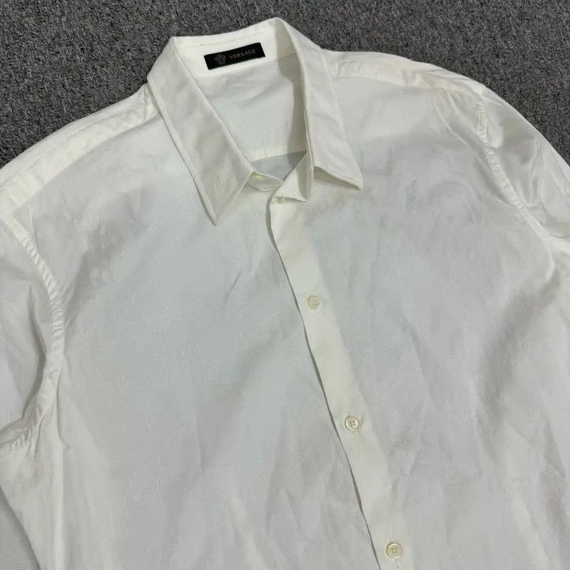 Versace Versace White Cotton Long Sleeve Shirt 0089 Size US L / EU 52-54 / 3 - 3 Thumbnail
