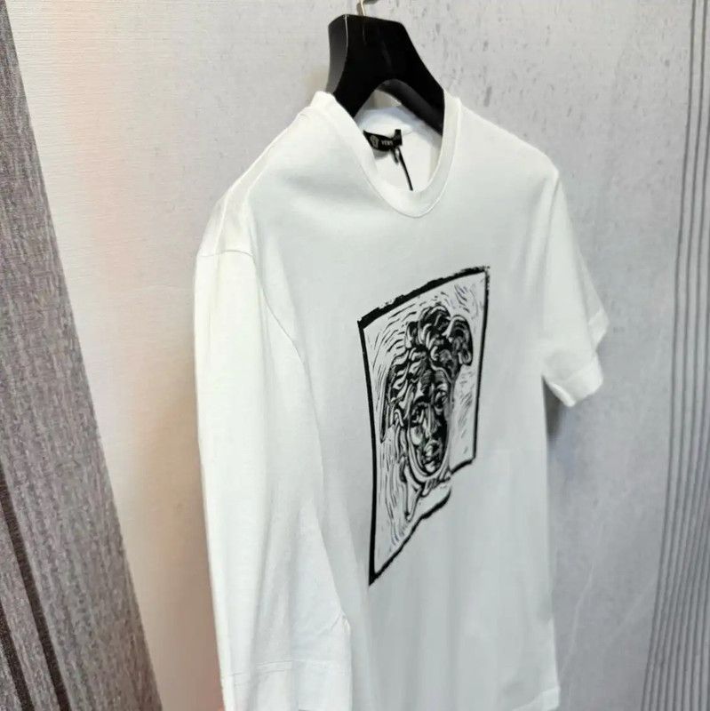 Versace Versace Men's White Cotton Printed T-Shirt 0089 Size US L / EU 52-54 / 3 - 3 Thumbnail