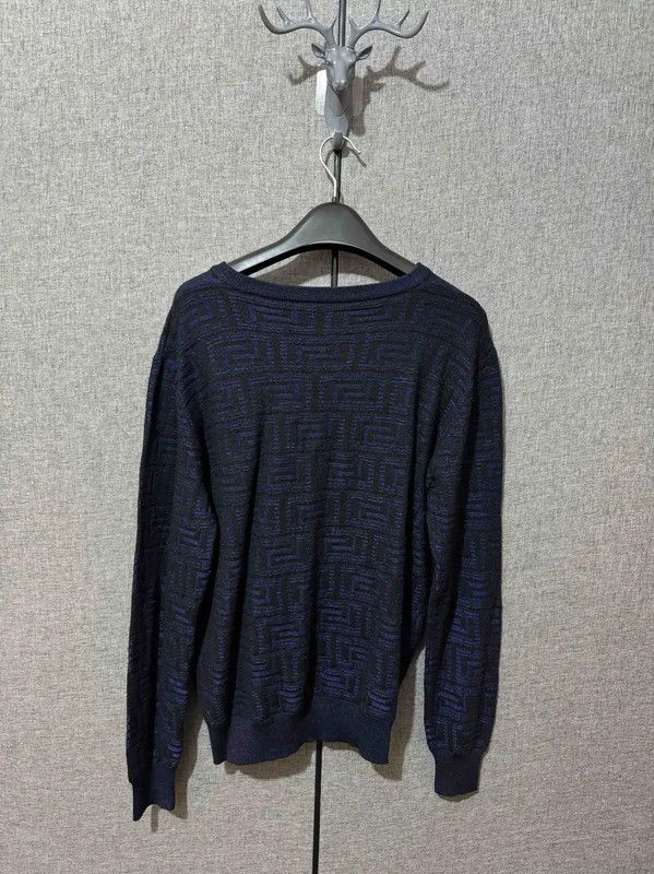 Versace Versace Blue Cotton Knit Sweater for Men 0089 Size US XL / EU 56 / 4 - 2 Thumbnail