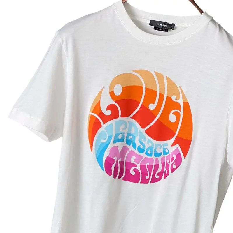 Versace Versace Summer White Logo Cotton T-shirt 0089 Size US S / EU 44-46 / 1 - 4 Thumbnail