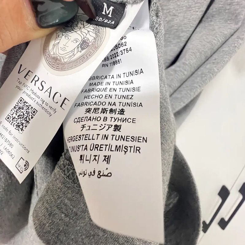 Versace Versace Gray Cotton Embroidered T-Shirt 0089 Size US M / EU 48-50 / 2 - 4 Thumbnail
