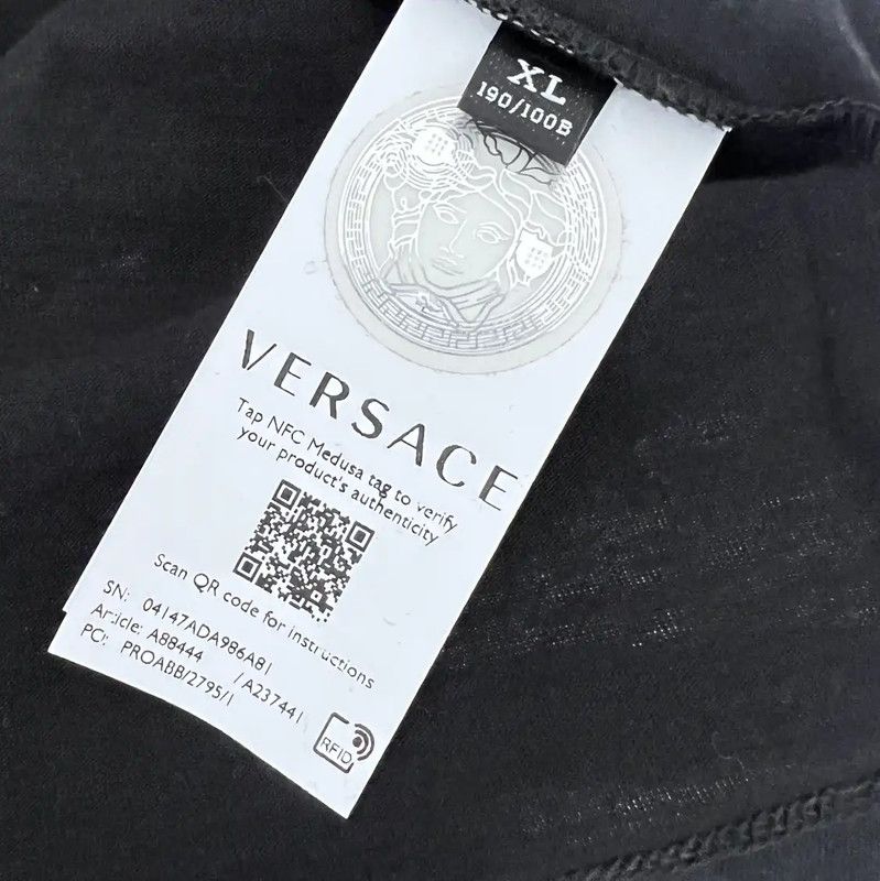 Versace Versace Black Cotton Short Sleeve T-Shirt 0089 Size US XL / EU 56 / 4 - 4 Thumbnail