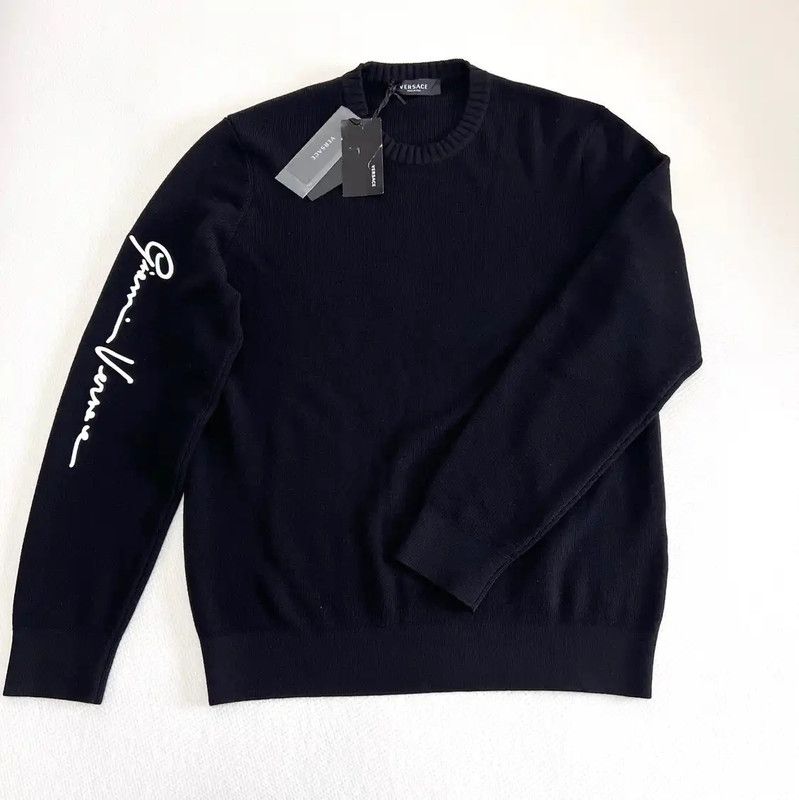 Versace Versace XXL Black Wool Embroidered Sweater 0089 Size US XXL / EU 58 / 5 - 2 Thumbnail