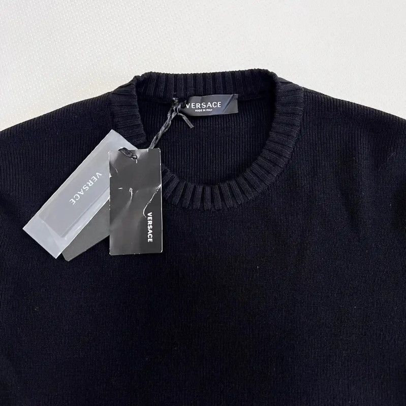 Versace Versace Black Wool Embroidered Long Sleeve Sweater 0089 Size US XL / EU 56 / 4 - 4 Thumbnail