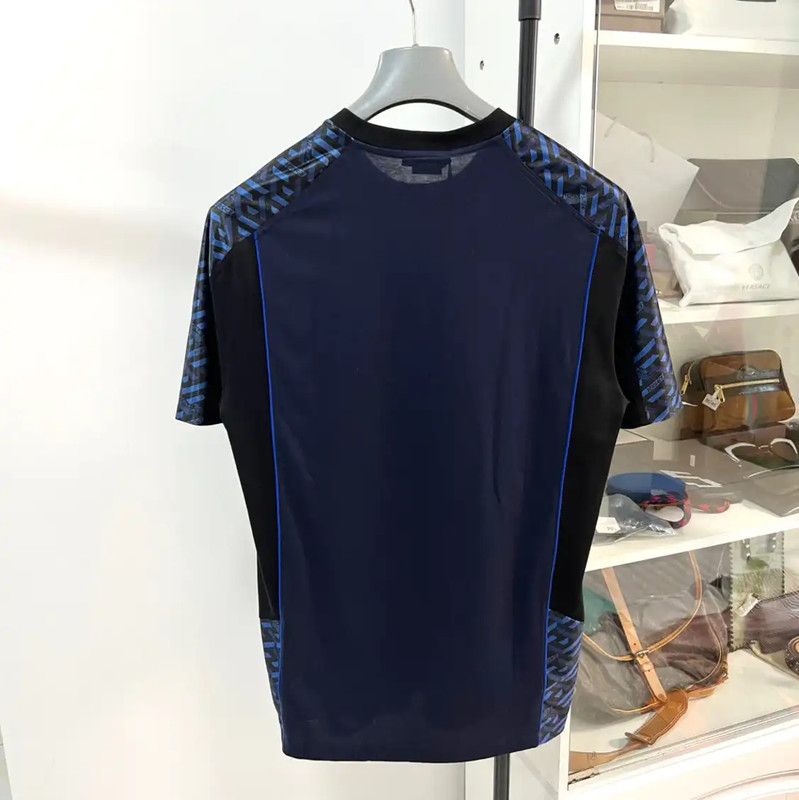 Versace Versace Men's Summer Dark Blue Cotton Blend T-shirt 0089 Size US M / EU 48-50 / 2 - 6 Thumbnail