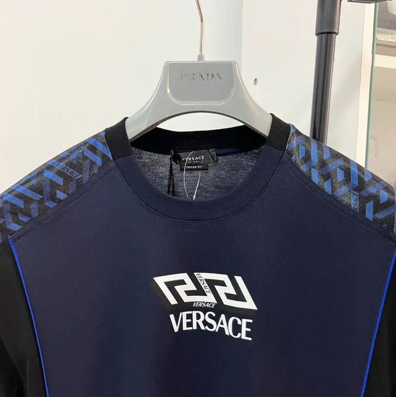 Versace Versace Men's Summer Dark Blue Cotton Blend T-shirt 0089 Size US M / EU 48-50 / 2 - 3 Thumbnail