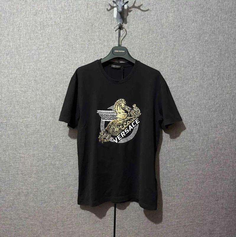 Versace Versace Black Cotton Logo T-Shirt for Men 0089 Size US S / EU 44-46 / 1 - 2 Thumbnail