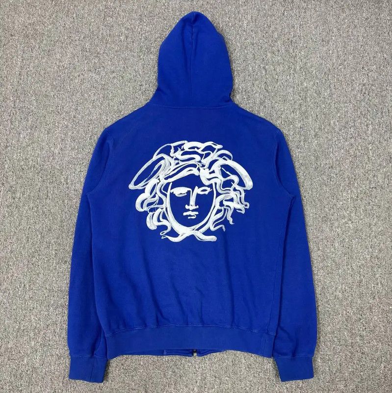 Versace Versace Blue Cotton Hooded Sweatshirt 0089 Size US S / EU 44-46 / 1 - 2 Thumbnail