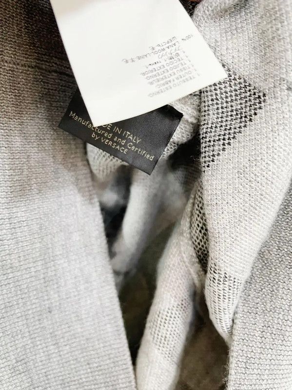 Versace Versace Gray Wool Checkered Long Sleeve Sweater 0089 Size US S / EU 44-46 / 1 - 5 Thumbnail
