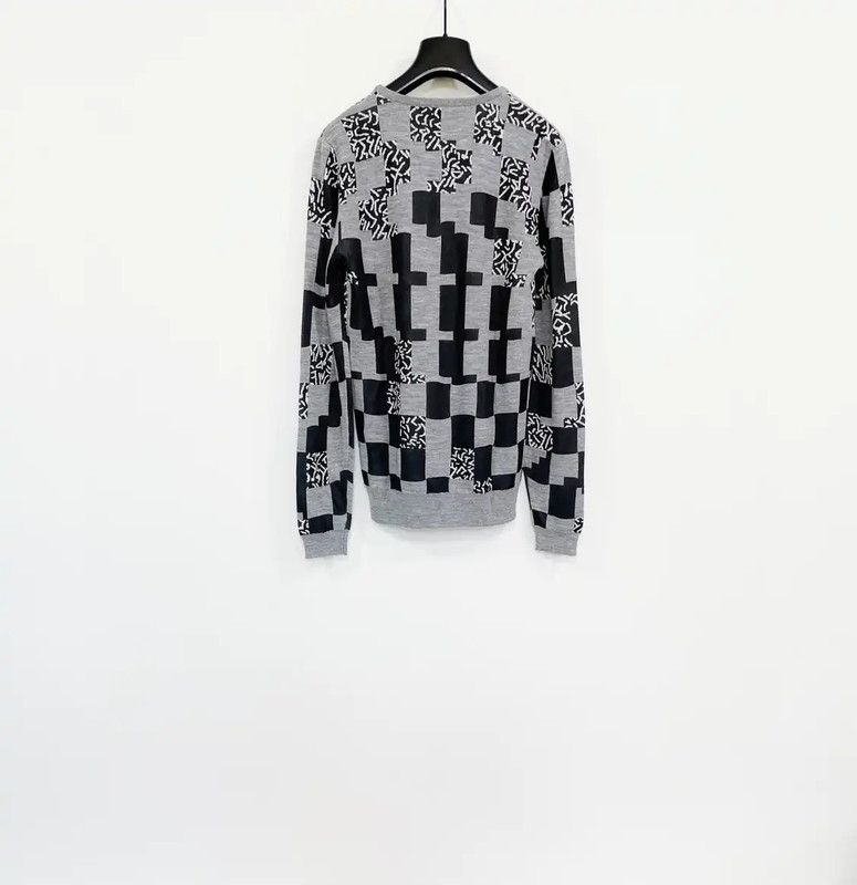 Versace Versace Gray Wool Checkered Long Sleeve Sweater 0089 Size US S / EU 44-46 / 1 - 2 Thumbnail