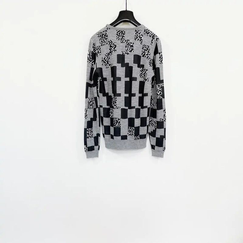 Versace Versace Gray Wool Checked Long Sleeve Sweater 0089 Size US XS / EU 42 / 0 - 2 Thumbnail