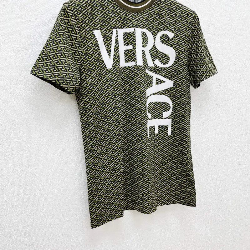 Versace Versace Green Printed Cotton Short Sleeve T-Shirt 0089 Size US L / EU 52-54 / 3 - 2 Thumbnail