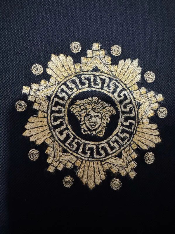 Versace Versace Black Cotton Embroidered Medusa Polo Shirt 0089 Size US S / EU 44-46 / 1 - 3 Thumbnail