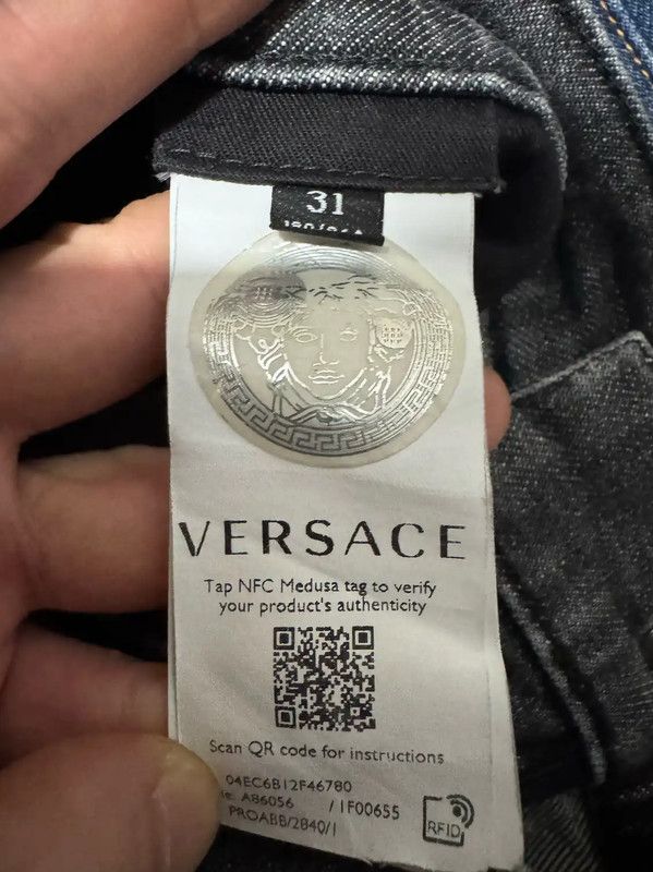 Versace Versace M Size Black Gray Leather Embroidered Pants 0089 Size US 32 / EU 48 - 6 Thumbnail