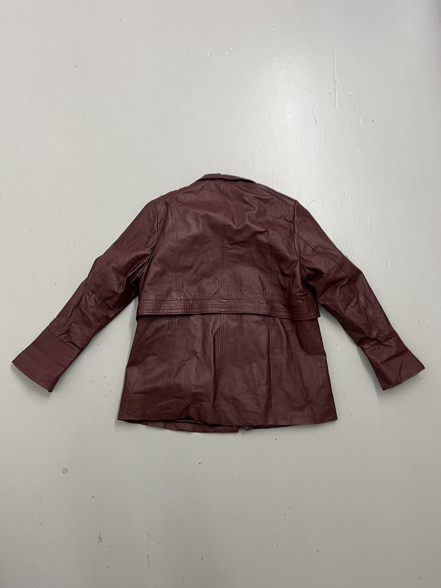 Leather × Wilsons Leather Vintage Leather Jacket 90s Maroon Leather Excelled Motorcycle Leather Coat Size XL Size US XL / EU 56 / 4 - 3 Thumbnail
