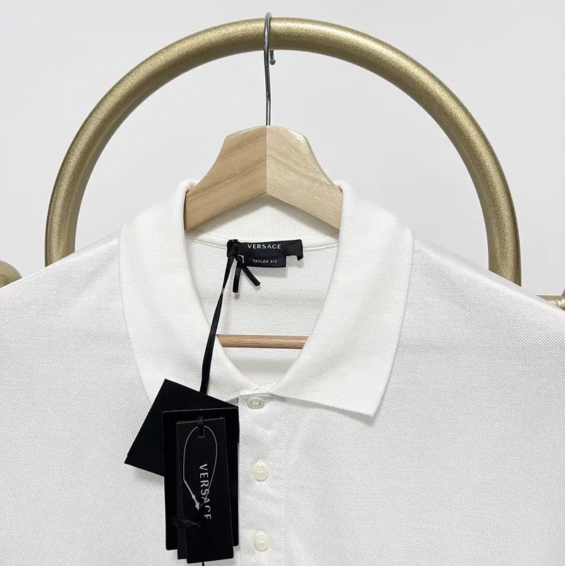 Versace Versace Summer White Cotton Embroidered Polo 0089 Size US XXL / EU 58 / 5 - 2 Thumbnail