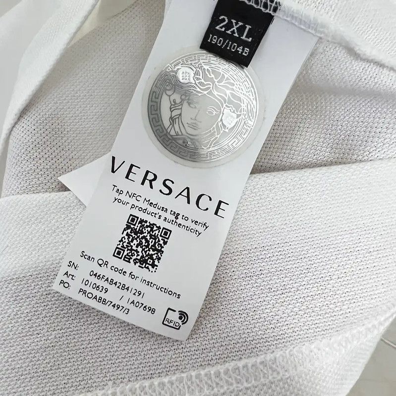 Versace Versace Summer White Cotton Embroidered Polo 0089 Size US XXL / EU 58 / 5 - 6 Thumbnail