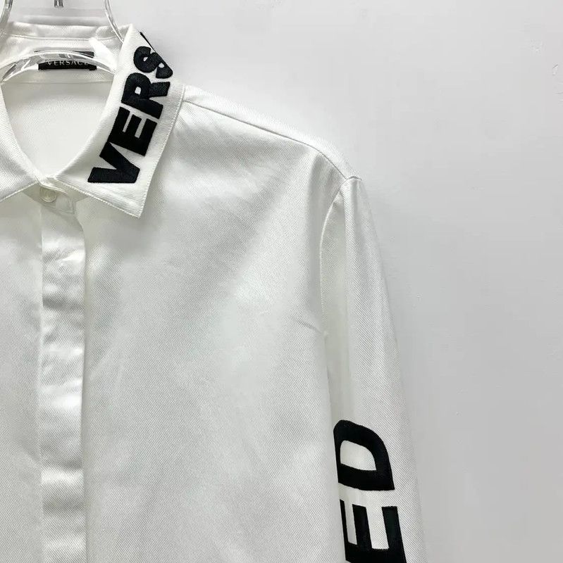 Versace Versace White Cotton Long Sleeve Men's Shirt 0089 Size US M / EU 48-50 / 2 - 3 Thumbnail