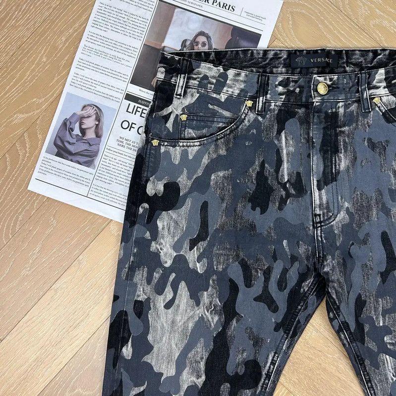 Versace Versace Black Camo Design Men’s Casual Pants 0089 Size US 32 / EU 48 - 6 Thumbnail