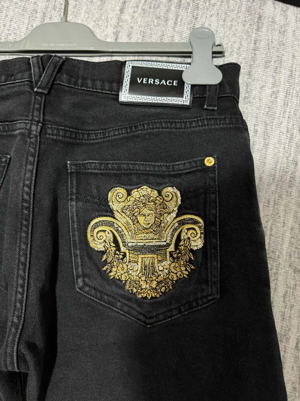 Versace Versace Black Leather Logo Casual Pants 0089 Size US 32 / EU 48 - 3 Thumbnail
